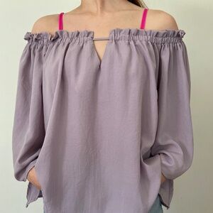 Lilac purple off the shoulder blouse